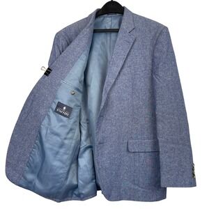 Stafford LINEN Blend 44R Classic Fit Summer Blazer Sport Coat Suit Jacket Blue